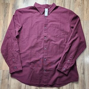 ❗️NWT❗️Men's Burgundy GAP Long Sleeve Standard Fit Oxford Shirt Size XL